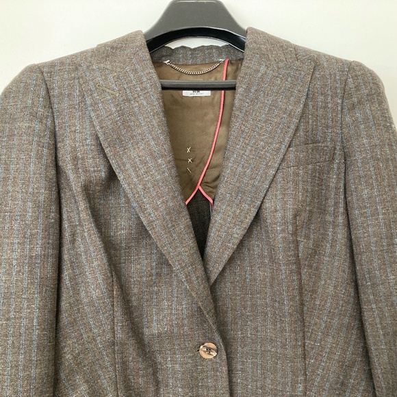 Paul Smith Blue women's blazer, brown with thin blue stripes, size 42 - Picture 1 of 8